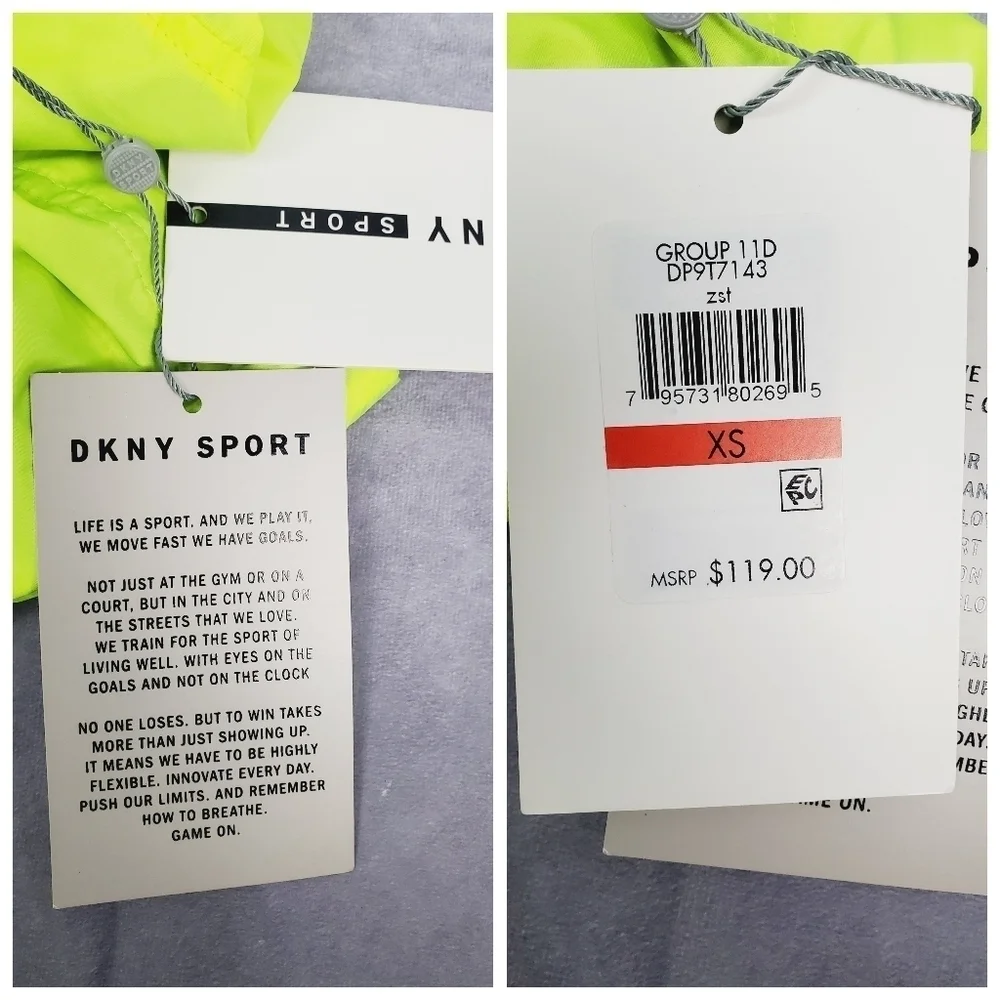 DKNY Sport Women’s Pull Over 1/4 zip Neon Jacket Szie XS‎